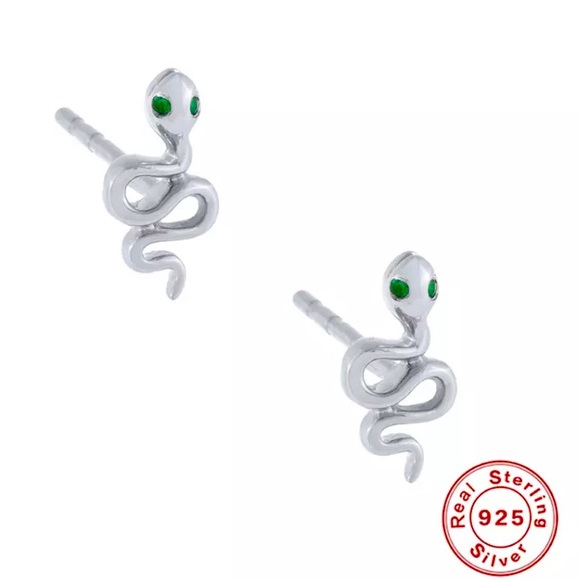 Sterling Silver 925 Snake 🐍 Stud Earrings - Picture 1 of 2